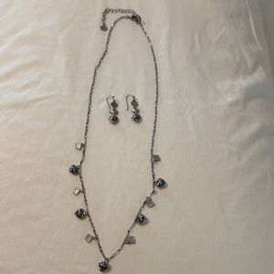Harley-Davidson Silver Heart Necklace and Earring Set